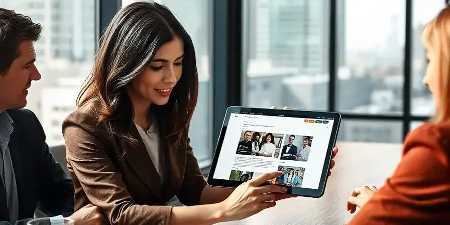 Team discussing marketing strategy.