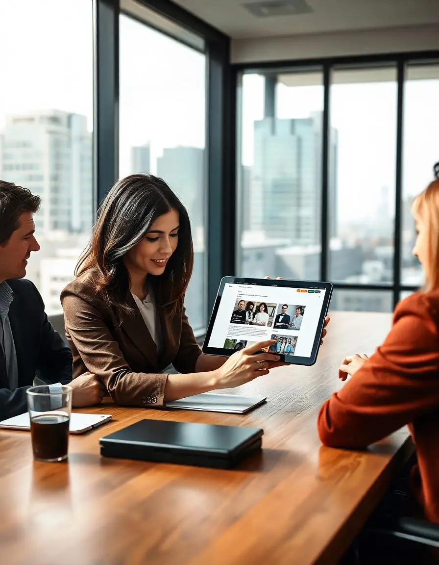 Team discussing marketing strategy.